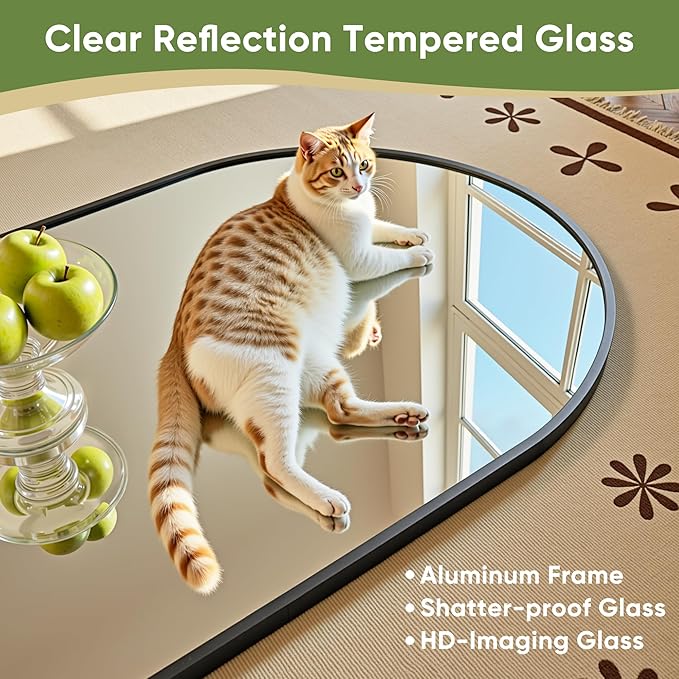 Full Length Mirror, 76"x34" Arched Full Body Mirror, Floor Mirrors with Stand, Body Mirrors Standing Hanging Leaning Against Wall,Aluminum Frame Mirrors for Bedroom Cloakroom,Living Room,Black