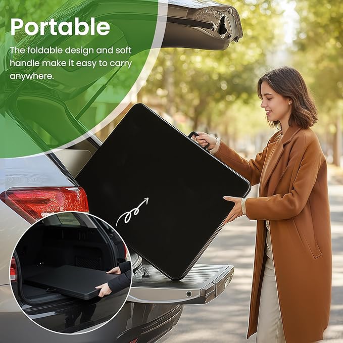 Folding Table 8FT Portable Heavy Duty Plastic Table with Carrying Handle Fold-in-Half Utility Foldable Tables for Parties Wedding Events Dining Indoor Outdoor Picnic (Black)