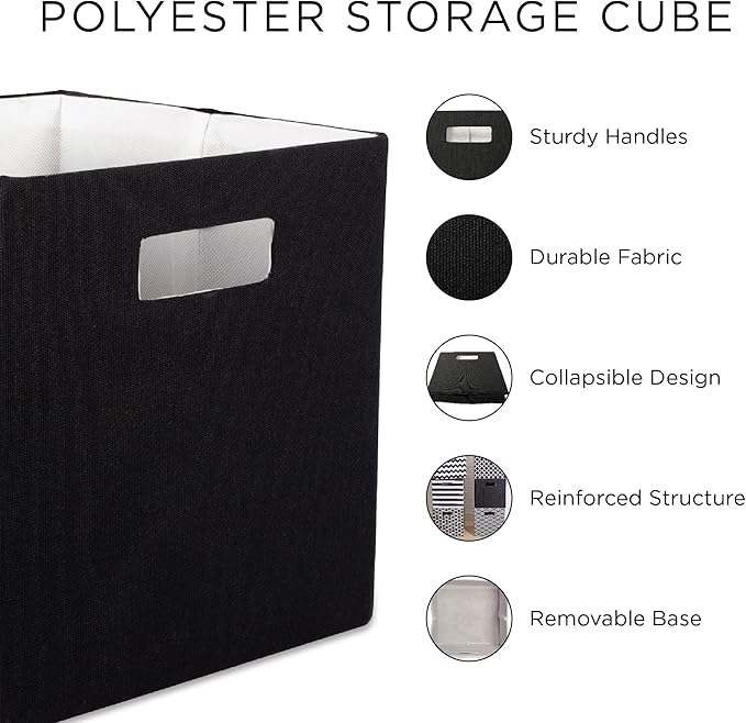 DII Poly-Cube Storage Collection Hard Sided, Collapsible Solid, Large, Off White