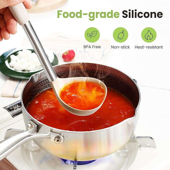 Cooking Utensils Set, 35Pcs Silicone Kitchen Utensils Set with Holder, 446°F Heat Resistant Food Grade Spatula Set, BPA Free Kitchen Gadgets for Non-stick Cookware, Easy to Clean (Khaki)