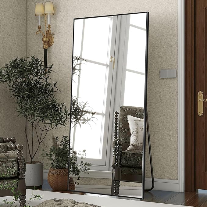 EOGOW 71" x 28" Full Body Mirror,Tempered Glass Shatterproof Full Length Mirror with Stand, Hanging, Wall Mounted Leaning for Bedroom Living Room Entryway