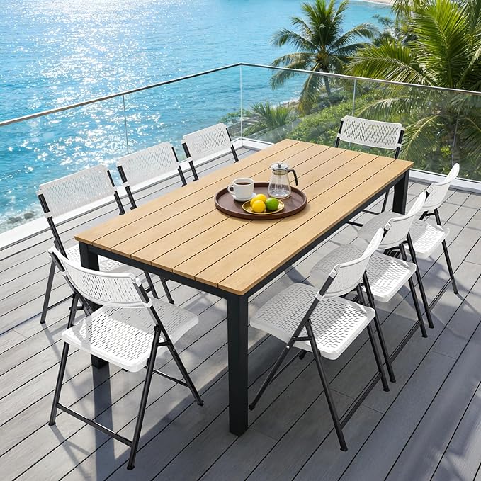 White Folding Chairs 4-Pack, Mesh Injection Molded Plastic with Metal Frame & Non-Slip Pads, 400 lbs Capacity, Foldable for Indoor/Outdoor Wedding Garden Patio Events & Card Tables, Easy-Clean