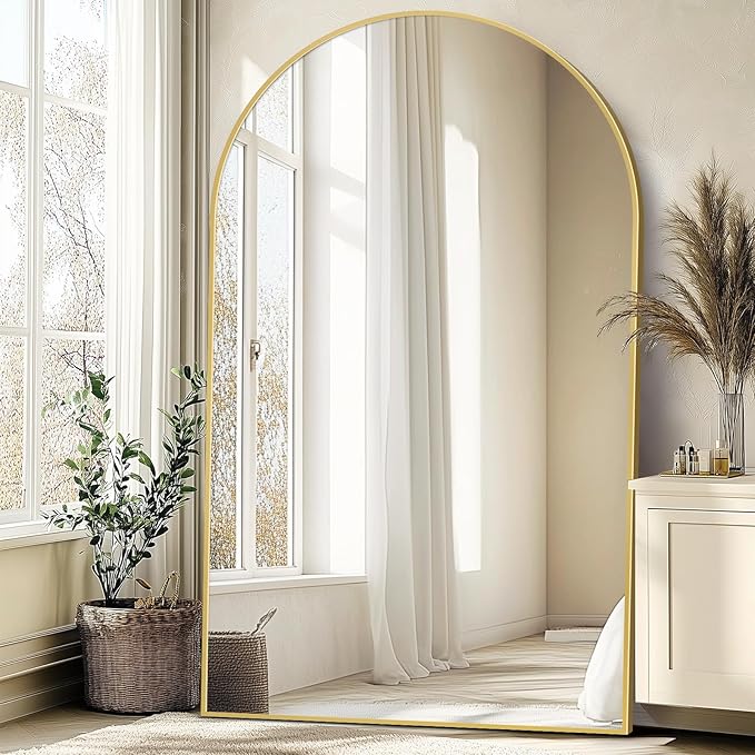 Oversized Full Length Mirror 72x44 Inch - Wall Mounted or Standing Floor Mirror with Aluminum Alloy Frame, Shatterproof Tempered Glass - Modern Mirror for Bedroom, Living Room, Closet, Gold