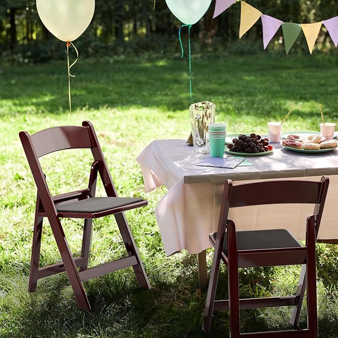 VINGLI Resin Folding Chairs with Cushion, Foldable Plastic Chair with Comfortable Padded Seats, Perfect for Event Party Indoor Outdoor, Reddish Brown, 1 PC