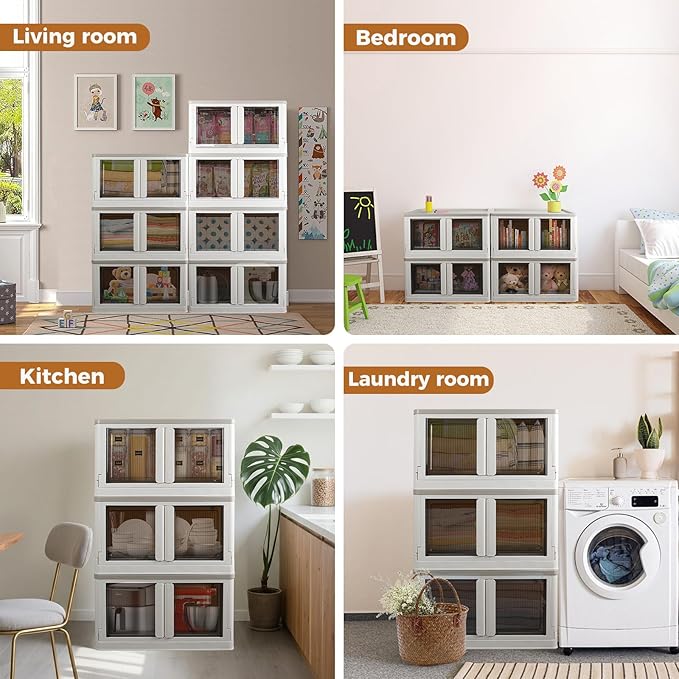 Storage Box, Cabinet with Lids, Extra Large Useful Box, 19 Gallons (72L) Capacity (Each One), 2 Packs, Collapsible, Installation Free, Nice For Kid