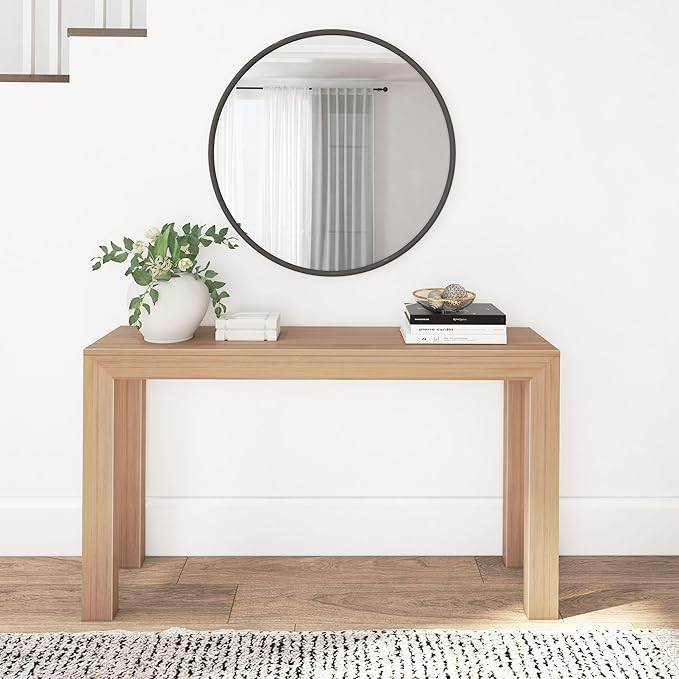 Plank+Beam Modern 56 Inch Console Table, Solid Pine Wood Entryway Table, Narrow Sofa Table for Hallway or Living Room, Blonde