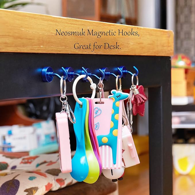 Neosmuk Magnetic Hooks, Heavy Duty 40lb+ Strong Magnet Hook for Cruise Cabins, Cruise Essentials 2026 for Hanging, Metal Wall Refrigerator Hangers (Navyblue, 10 Pack)