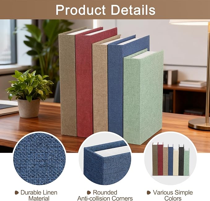 uxcell Decorative Books, 9.8 x 7.3 Linen Fake Books for Decoration Faux Decor Book for Modern Aesthetic Home Office Coffee Table Shelf Desktop Display, Blue
