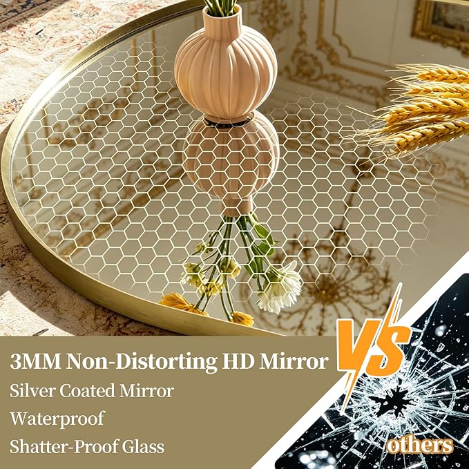Oval Full Length Mirror, 48"×16" Wall-Mounted Mirror with Gold Frame in Shiny Gold, Ultra-Clear Explosion-Proof Dressing Mirror, Simple & Classic Deco for Cloakroom/Bedroom/Living Room