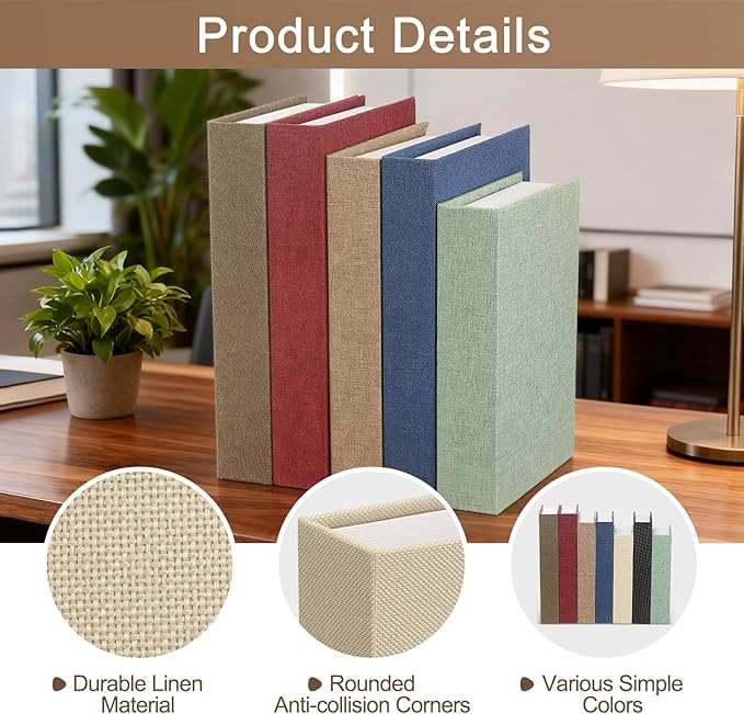 uxcell Decorative Books, 9.8 x 7.3 Linen Fake Books for Decoration Faux Decor Book for Modern Aesthetic Home Office Coffee Table Shelf Desktop Display, Beige