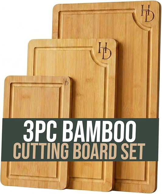 3 Piece Bamboo Cutting Board Set, Cutting Boards For Kitchen, Hampton Distribution