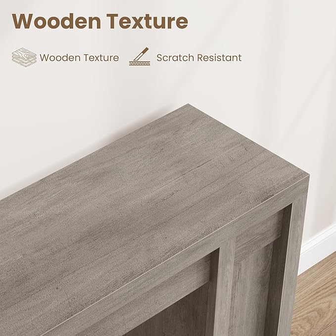 Garvee 70.9 in Gray Entryway Table, Wooden Farmhouse Console Table Below Mounted TV, Thick Sofa Table Behind Couch Table, Long Console Tables for Entryway Living Room