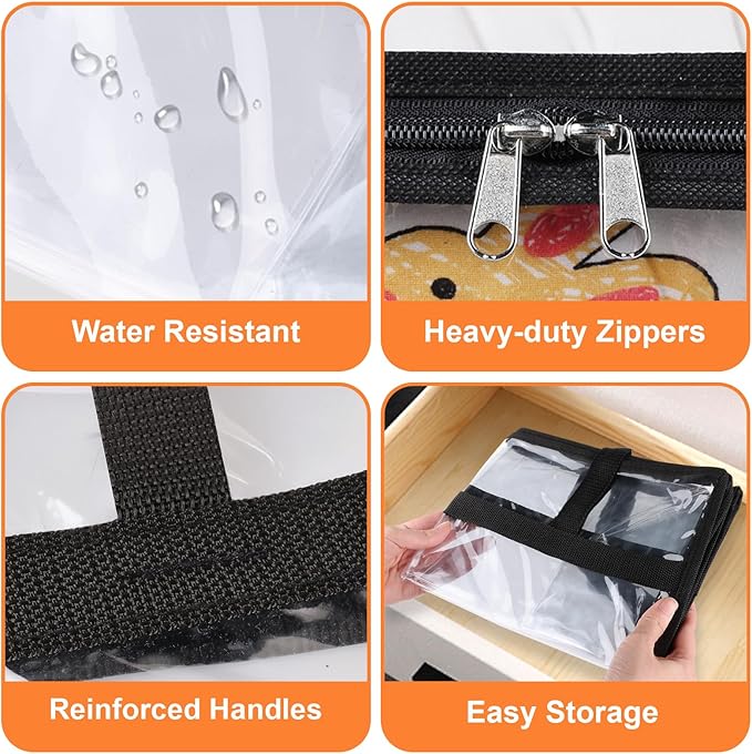 SpaceTrove Clear Clothes Storage Bags, 8 Pack Closet Organizers and Under Bed Storage Containers, Foldable Moving Bags with Zippers for Comforter, Blanket, Bedding, Duvet, PVC Packing Bags 60L