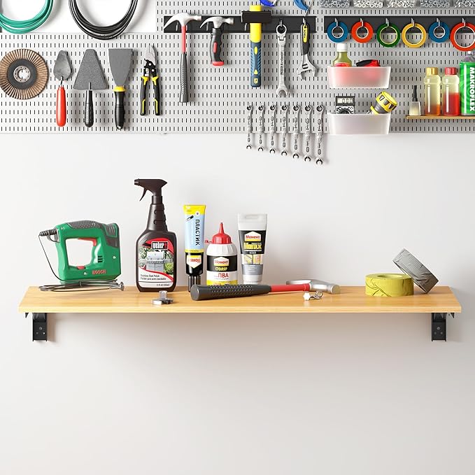 Need Wall Mounted Table - Heavy Duty Small Fold Down Desk Length 36" Width 20" Perfect Addition to Garage & Shed/Home Office/Laundry/Home Bar/Kitchen & Dining Room AC15BB(9050)