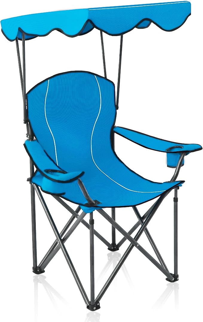 ALPHA CAMP Camping Chairs 350LBS Capacity, Heavy Duty Folding Chair with 4-Can Cooler Bag, Portable Outdoor Chair with Cup Holder for Adults, Collapsible for Tailgating, Beach, Fishing