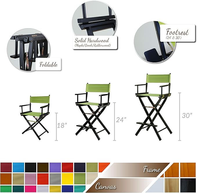 Casual Home Director's Chair ,White Frame/Royal Blue Canvas,30" - Bar Height