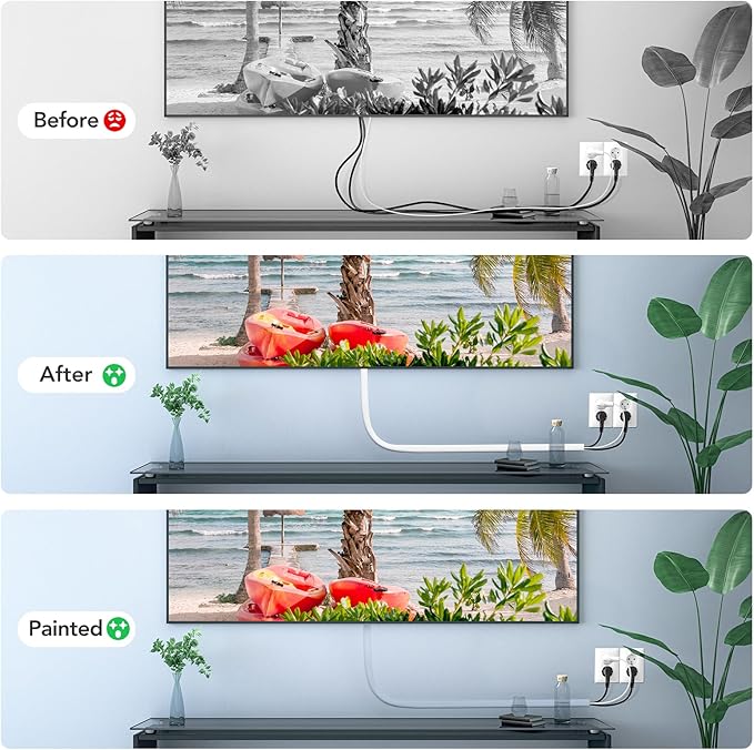 AGPTEK Wall Cord Hider 78 Inch - Self-Adhesive Wire Cover Cable Raceway Flexible PVC Home Wall Mount TV Cable Concealer Pet Cord Protector Management, Protect Cat Dog from Chewing, W 1.2" H 0.5"