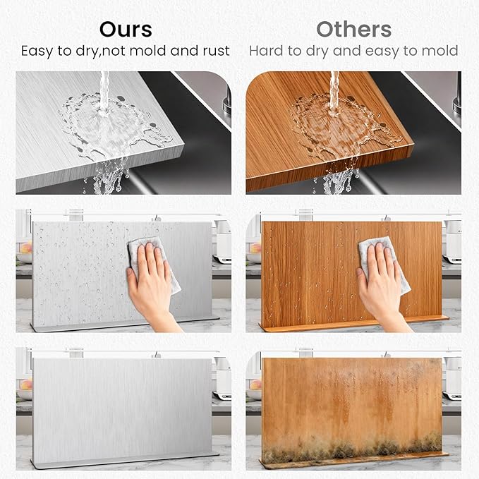THMINS Large Magnetic Knife Block Stainless Steel Double-Sided Magnetic Knife Holder, Universal Multi-function Display Rack for Kitchen Counter