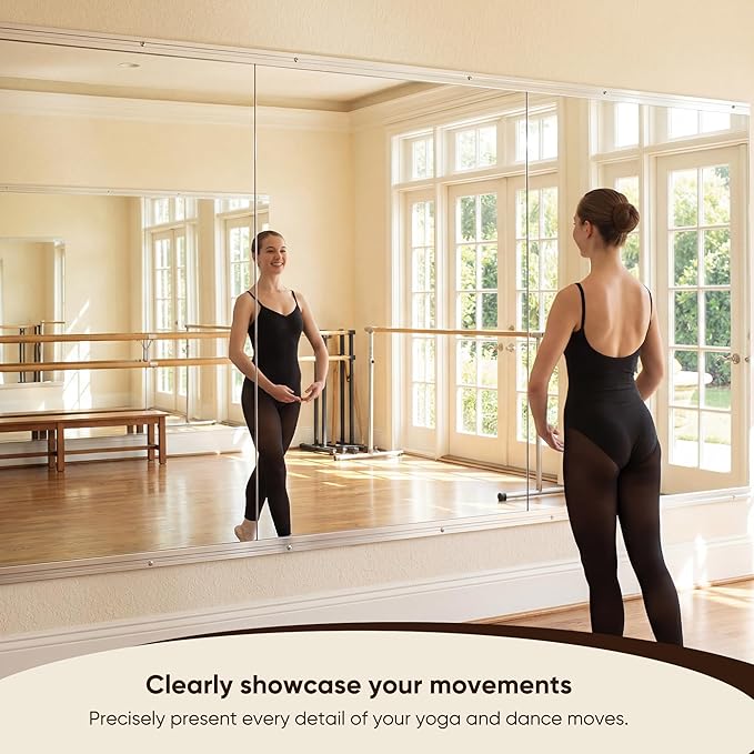 Antok Home Gym Mirror 56"x28" 2PCS, Large Full Length Wall Mounted Mirrors, Frameless Tempered Glass Full Body Mirror for Gym Yoga Dance Studio Garage Bedroom & Bathroom