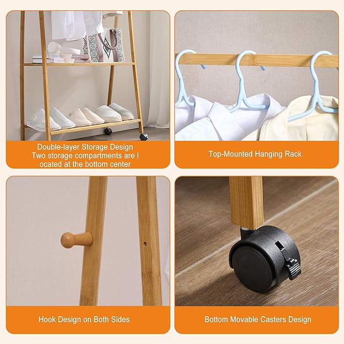 VECELO Coat Rack Freestanding, Entryway Hanger Stand, Umbrella Holder, Hall Tree With Hooks, Floor Standing Metal Tree Stand,Oak