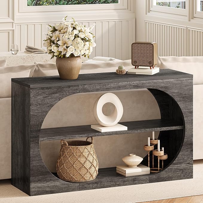 Console Table, 55-Inch Entryway Tables 3-Tier Wood Narrow Sofa Tables for Living Room Foyer Table for Entryway, Hallway, Entrance