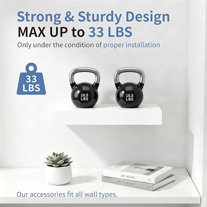 Floating Shelves for Wall White Shelves Bathroom, Bedroom and Living Room, Wall Shelves & Book Shelf, Hanging Shelf, Modern Wooden Wall-Mounted Small Floating Shelf, 12x7x1.5 in, Set of 2
