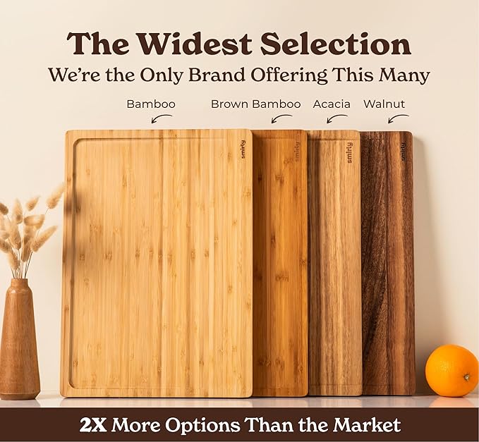 SMIRLY Acacia Wood Cutting Board for Kitchen - Wood Cutting Board for Meal Prep, Serving, Charcuterie - Kitchen Gadgets, House Warming Gift - Small Wooden Chopping Board Non Toxic - 1 Pack