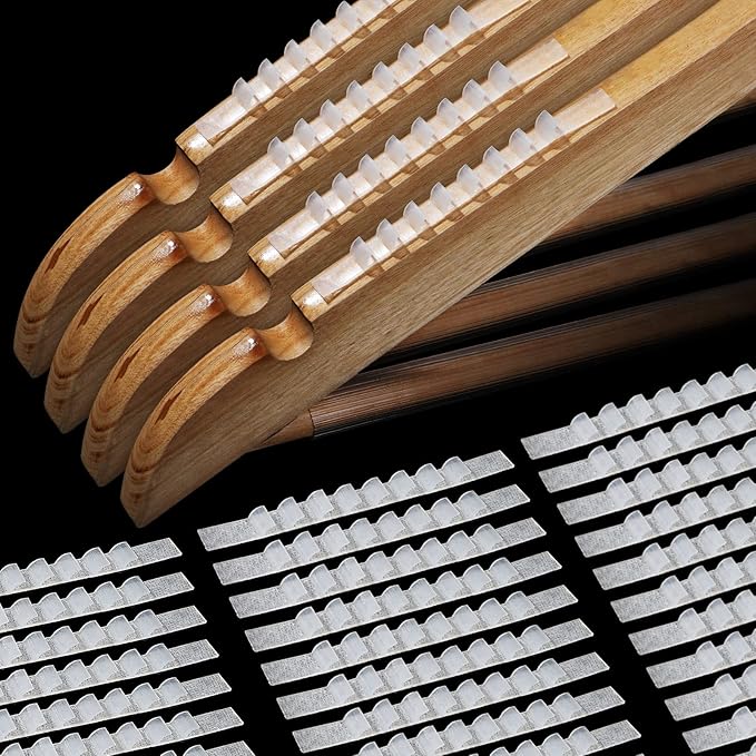 Yalikop 350 Pcs Non Slip Rubber Clothes Hanger Grips Adhesive Clothing Hanger Grip 2.8 x 0.2 Inch Clothes Hanging Accessories with Fins Strips Grippers for Home Stores Use (Clear)
