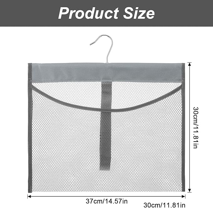 Mesh Shower Caddy Portable Shower Bag with Rotatable Hanger Quick Dry Hanging Toiletry Organizer Mesh Bath Toy Holder for Travel Gym Bathroom Dorm Essentials (Gray)