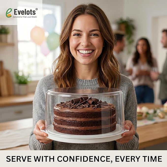 Evelots 4-Pack 10-Inch Airtight Food Storage Container with Lid - Portable Carrier for Pies, Cakes, Cupcakes & More - BPA-Free Clear Plastic - Secure & Easy Transport