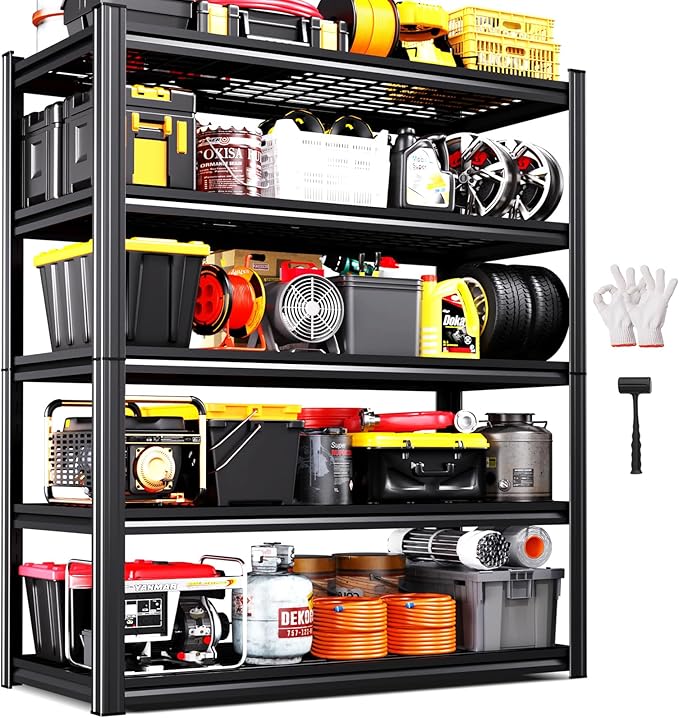 Storage Shelves,Adjustable Shelving Unit,5T Metal Garage Shelving ,Heavy Duty Garage Storage Shelves, Quick-Install Wire Shelving Unit Utility Rack Shelf for Warehouse, Pantry78’H*45.6''W*19.7’D