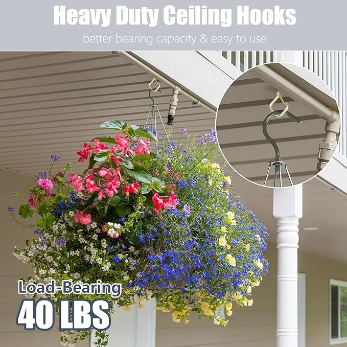 100 PCS Gold Eye Screw Hooks for Hanging Heavy Duty with Safety Buckle.Metal Ceiling Hooks for Hanging Plants Cup Wind Chime Bird Feeders Patio Lights At Indoor&Outdoor