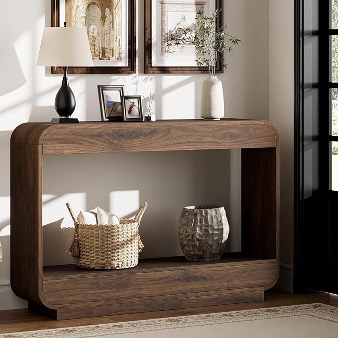 Lulive 43" Waterfall Console Table for Entryway, Wooden Entryway Table, Farmhouse Behind Sofa Table for Living Room, Hallway, Entrance, Couch, Entry, Home Decor