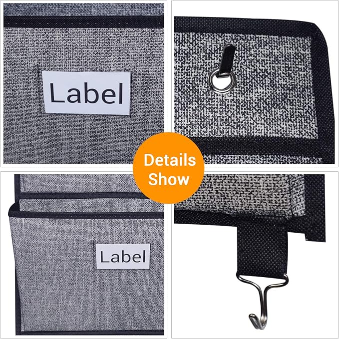 homyfort Over the Door File Organizer Hanging File Folders, Wall Organizers and Storage for Mail, Magazine, Notebooks, Planners, Office, Classroom, 5 Extra Large Pockets (Black with Pattern)