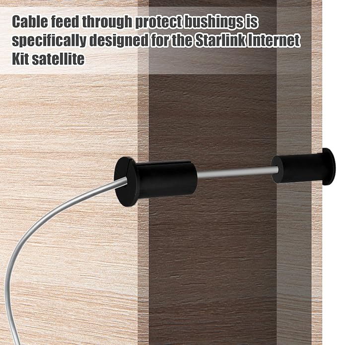 2pcs Wall Hole Cable Routing Kit for Starlink, Silicone Cable Feed Through Bushings Wall Grommets for 1 Inch Cables Cable Protective Sleeve for Starlink Cable Router and Ethernet Cable Adapter (Black)