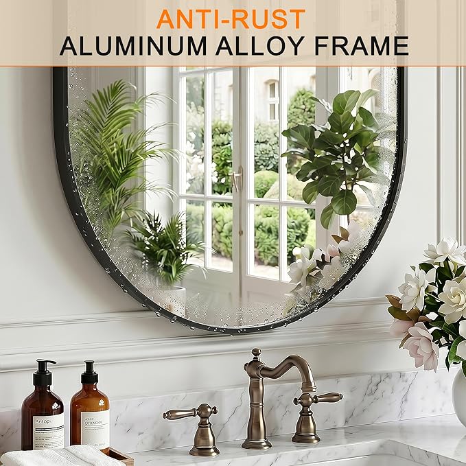 TRAHOME Oval Bathroom Mirror, 2 Pack 24"x36" Black Vanity Mirror for Over Sink, Bedroom, Living Room, Entryway, Modern Mounted Metal Frame Wall Mirror