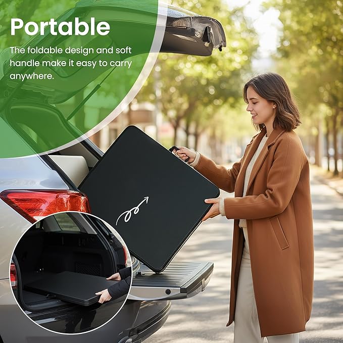 Folding Table 6FT Portable Heavy Duty Plastic Table with Carrying Handle Fold-in-Half Utility Foldable Tables for Parties Wedding Events Dining Indoor Outdoor Picnic (Black)