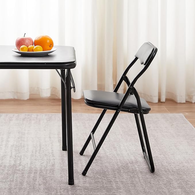VECELO 24'' Kids Folding Activity Card Table, with Ultra Soft Padded Tabletop, 1 Piece, Solid Black
