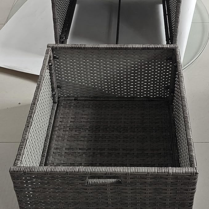 Outsunny Valet Pool Towel Rack, Waterproof PE Plastic Rattan Wicker Storage Organizer, Indoor Outdoor Spa, and Hot Tub Accessory Storage, 2 Shelves, 1 Basket Drawer, Mixed Gray