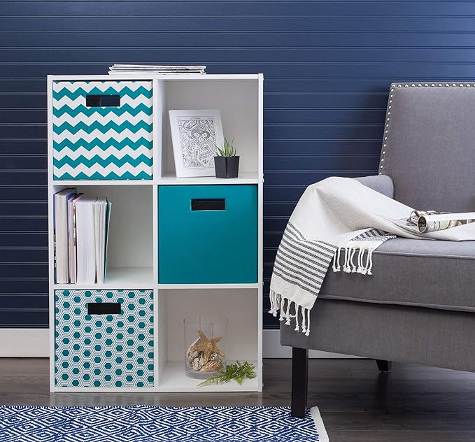 DII Poly-Cube Storage Collection Hard Sided, Collapsible Solid, Large, Teal