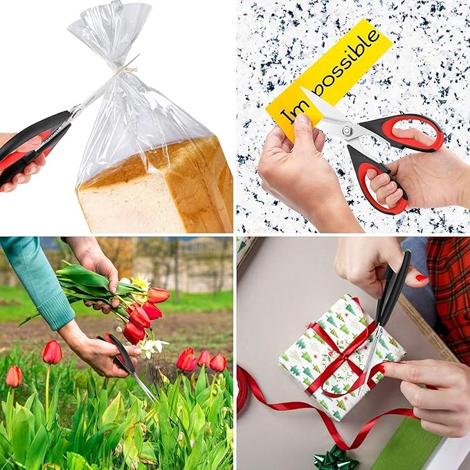 Kitchen Scissors All Purpose Heavy Duty, Kitchen Utensils Set, Stainless Steel Cooking Utensils Gadgets Meat Poultry Food Shears Dishwasher Safe Utility Tools Home (Orange, black and gray)