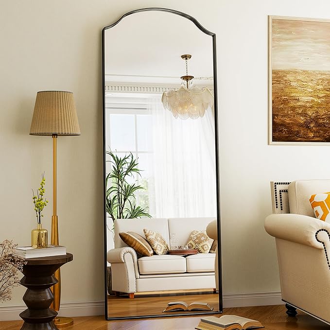 Full Length Mirror,30 x 71 Inch Leaning Full Body Mirrors with Stand，Floor Mirrors Full Length for Bedroom Living Room Leaning, Standing or Hanging Horizontally/Vertically Black