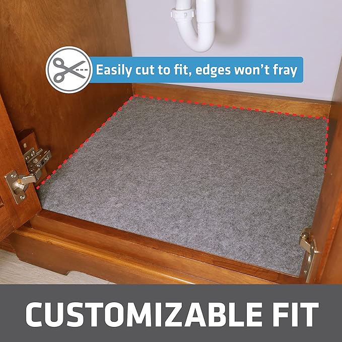 Drymate Premium Under Sink Mat, Waterproof Cabinet Protection Mats for Kitchen & Bathroom, Absorbent Shelf Liners, Slip-Resistant, Non-Adhesive, Machine Washable (USA Made)(24”x29”)(Light Grey)