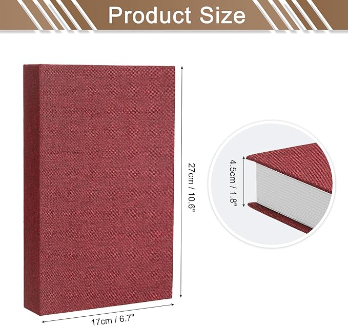 uxcell Decorative Books, 10.6 x 6.7 Linen Fake Books for Decoration Faux Decor Book for Modern Aesthetic Home Office Coffee Table Shelf Desktop Display, Wine Red