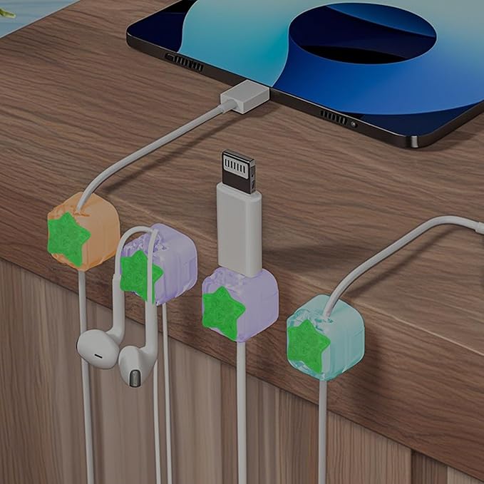 Cable Clips for Nightstand,Cord Holder Organizer with DIY Surface Design (3Pack-Star)