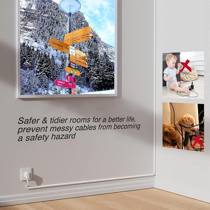 78”TV Cord Hider for Wall Mounted TV, Selfadhesive Wall Cable Hider for 1 Cord, Flexible Silicone White Cord Covers Wire Hiders for Cords on Wall,Babyproof Cable Concealer Raceway Management