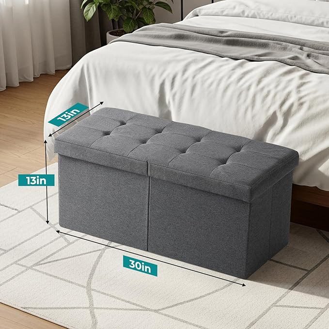 30.5-INCH Storage Ottoman Bench, Footrest with Storage, End of Bed Bench Coffee Table for Living Room, Bedroom, Entryway, Dark Gray