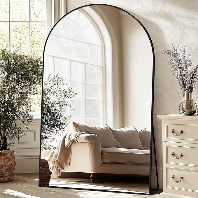 Oversized Full Length Mirror 72x44 Inch - Wall Mounted or Standing Floor Mirror with Aluminum Alloy Frame, Shatterproof Tempered Glass - Modern Mirror for Bedroom, Living Room, Closet, Black