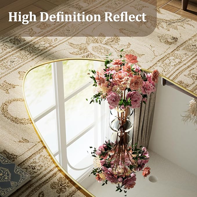 Full Length Mirror - 69"x25" Irregular Diamond Shaped Floor Mirror Aluminum Frame Floor Mirror Full Length for Bedroom Living Room Cloakroom Decor Gold