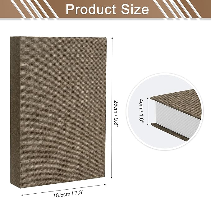 uxcell Decorative Books, 9.8 x 7.3 Linen Fake Books for Decoration Faux Decor Book for Modern Aesthetic Home Office Coffee Table Shelf Desktop Display, Dark Brown